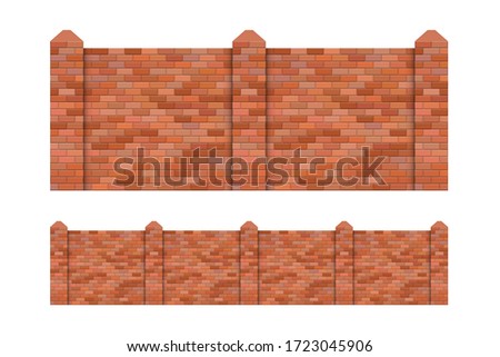 Brick fence vector illustration isolated on white background