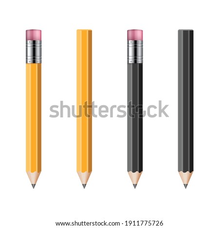 Set of realistic pencils vector illustration isolated on white background