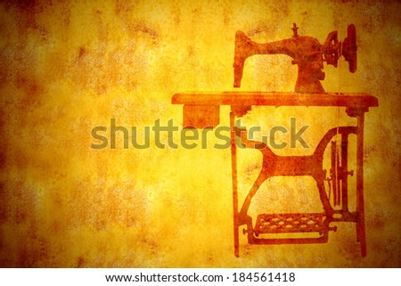 old sewing machine, vintage background with empty space for text