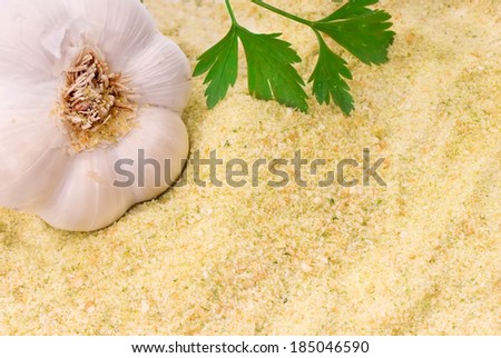 background of breadcrumbs with garlic and parsley