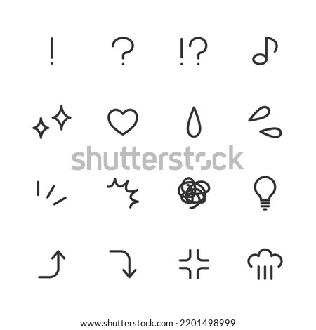 Emotional expression line drawing icon set.