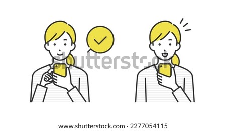 Illustration of a woman operating a smartphone.