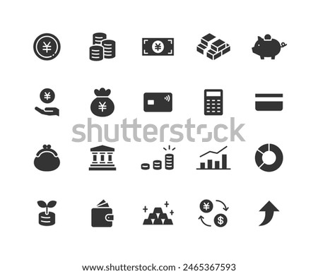 Monochrome icon set about money.