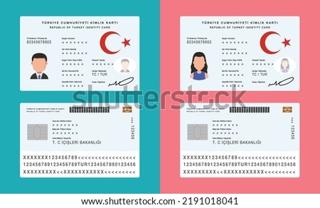 Republic of Turkey identity card front back vector work.