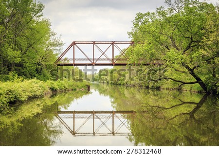 Old Train Bridge over a Canal (Hennepin Canal, Illinois)