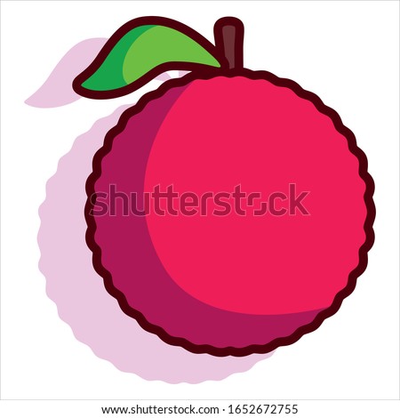 Vector Cartoon Chinese Strawberry Fruit or Myrica Rubra Isolated