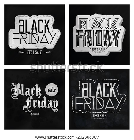 Vector Set Different Black Friday Stickers Isolated