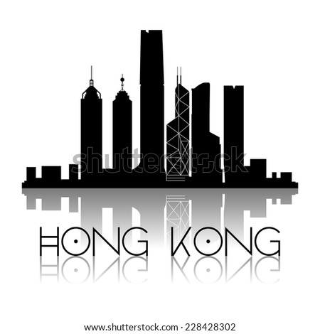 an aerial view of the city of hong kong and text on a white background
