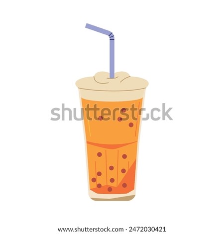 Vector thai Ice Milk Tea Cartoon Illustration Isolated