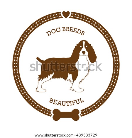 Isolated sticker with a silhouette of a English Springer Spaniel on a white background