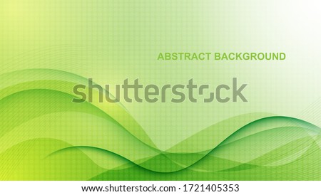 Abstract green background, with wavy design and hexagon texture. Vector illustration of EPS 10