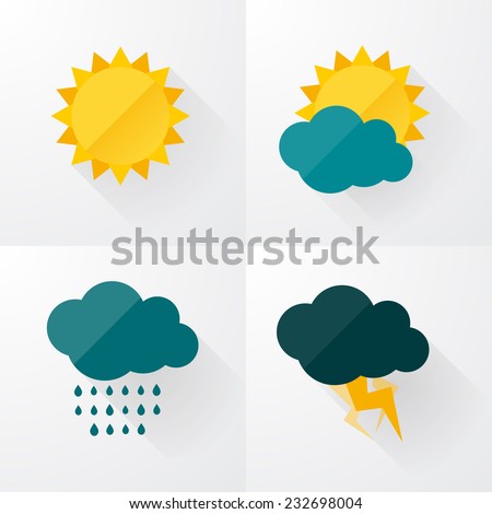 Weather icons with long shadows