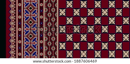 Ethnic Morocco. Vivid Mosaic. Multicolor Ethnic Aztec. Vivid Geometric Pattern. Vivid Floral Shawl Design. Floral Pattern. Traditional Textile Design - Illustration