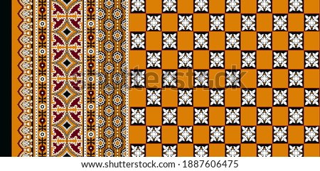 Ethnic Morocco. Vivid Mosaic. Multicolor Ethnic Aztec. Vivid Geometric Pattern. Vivid Floral Shawl Design. Floral Pattern. Traditional Textile Design - Illustration