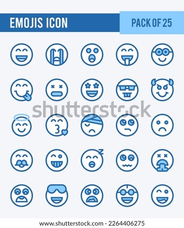 25 Emojis. Two Color icons Pack. vector illustration.