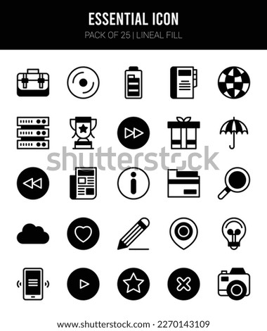 25 Essential Lineal Fill icons Pack vector illustration.