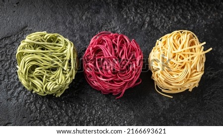 Similar – Image, Stock Photo Raw beetroot noodles or beet spaghetti salad