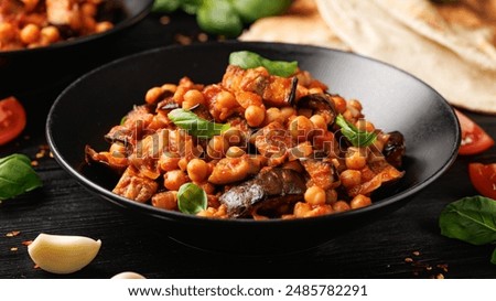 Similar – Image, Stock Photo Vegan food, chickpeas stewed with vegetables