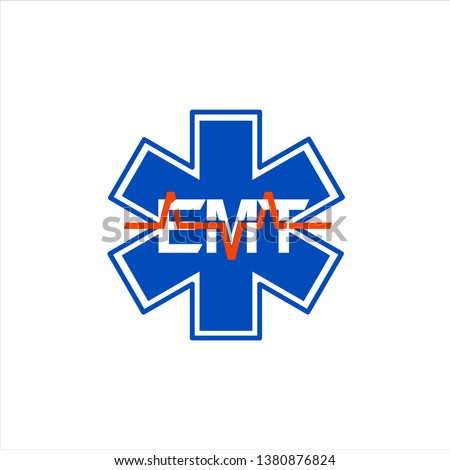 Emergency Medical Technician on white background logo. Courses for hospital staff and volunteers.