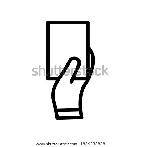 Hand holding card for error card symbol. Penalty proof, Soccer or football referees hand with foul card warning icon. Simple illustration of soccer vector icon mobile concept and web design