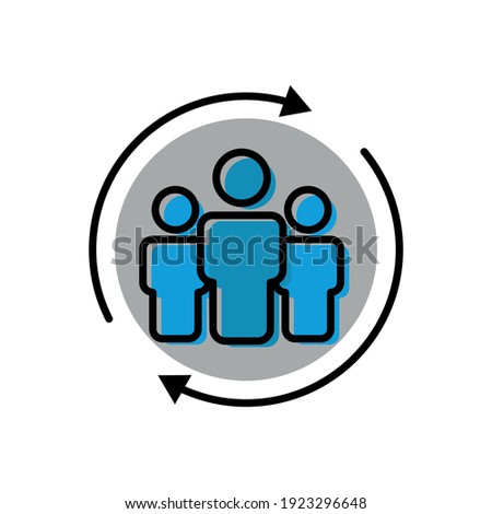 Circle arrow lineal color icon with people. Business symbol. simple illustration mobile concept app line icon and web design. Editable stroke. Design template vector