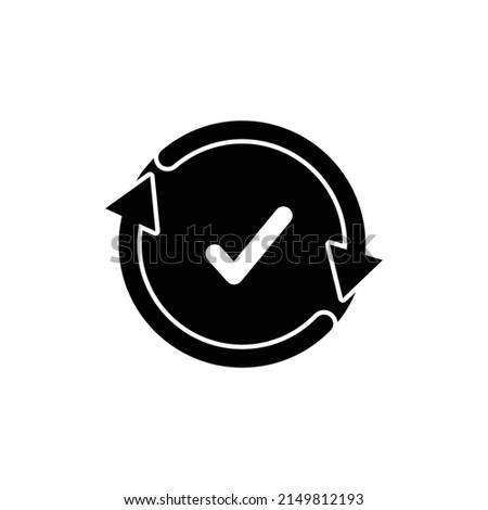 check mark with circle and arrow icon. solid icon style. suitable for done sign, completed. simple design editable. Design template vector