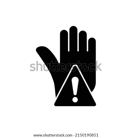 Hand icon with exclamation mark. suitable for warning symbol, notification, stop. solid icon style. simple design editable. Design template vector