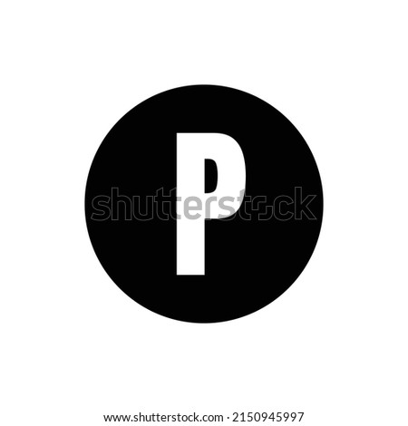 Letter P with circle. solid icon style. suitable for parking area symbol. simple design editable. Design simple illustration