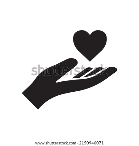 Heart icon vector with hand. suitable for gift symbol, surprise, affection. solid icon style. simple design editable. Design simple illustration