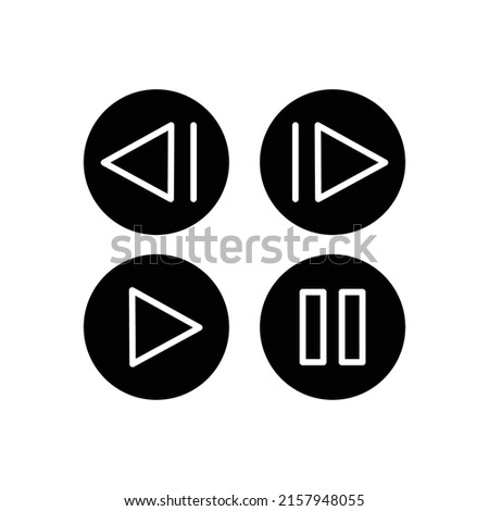 Button icon vector. music, next, back, stop, play. Solid icon style, glyph. Simple design illustration editable