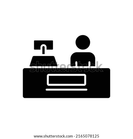 People icon vector with cashier table. cashier, Payment, service. Solid icon style, glyph. Simple design illustration editable