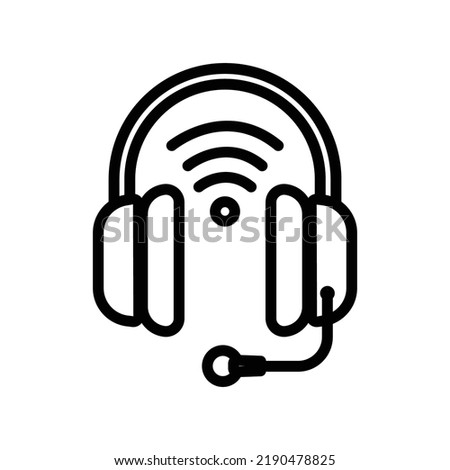 Headphone icon with signal. icon related to electronic, technology, smart device, line icon style. Simple design editable