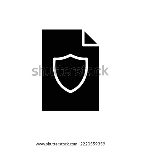 Paper document glyph icon illustration with shield. icon related to protect document, protect file. Simple vector design editable. Pixel perfect at 32 x 32