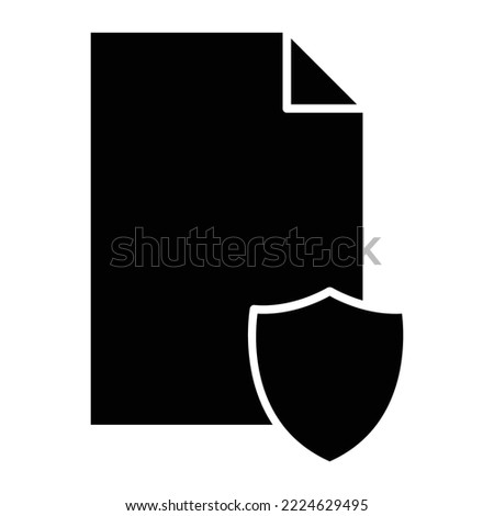 Paper glyph icon illustration with shield. suitable for protect document, file. icon related to document, file. Simple vector design editable. Pixel perfect at 32 x 32