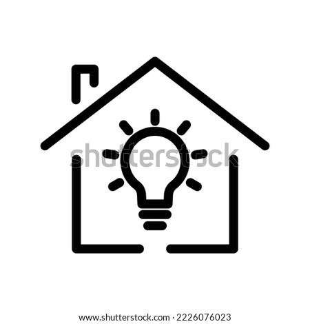 House line icon illustration with light bulb. suitable for house idea icon. icon related to real estate. Simple vector design editable. Pixel perfect at 32 x 32
