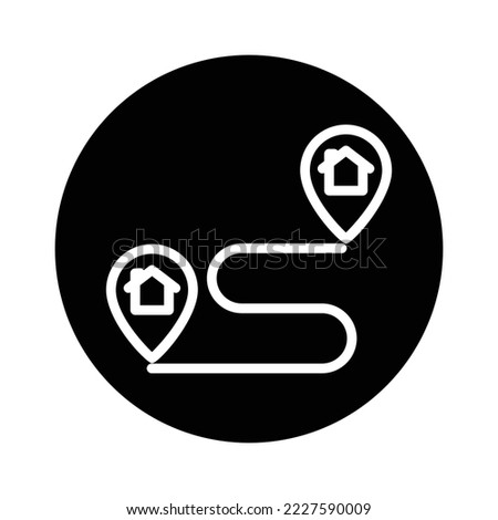 House glyph icon illustration with map. suitable for house location icon. icon related to real estate. Simple vector design editable. Pixel perfect at 32 x 32