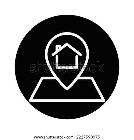 House glyph icon illustration with map. suitable for house location icon. icon related to real estate. Simple vector design editable. Pixel perfect at 32 x 32
