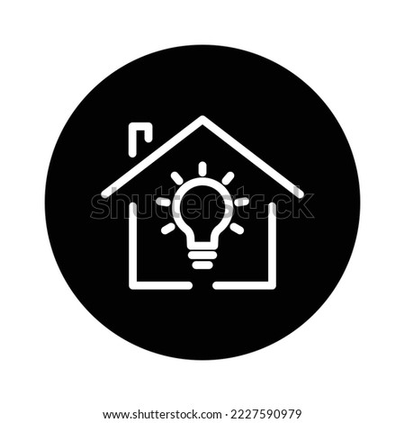 House glyph icon illustration with light bulb. suitable for house idea icon. icon related to real estate. Simple vector design editable. Pixel perfect at 32 x 32