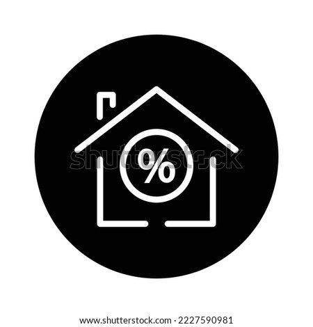 House glyph icon illustration with percent. suitable for property tax icon. icon related to real estate. Simple vector design editable. Pixel perfect at 32 x 32