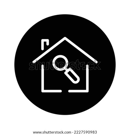 House glyph icon illustration with search. suitable for home search icon. icon related to real estate. Simple vector design editable. Pixel perfect at 32 x 32