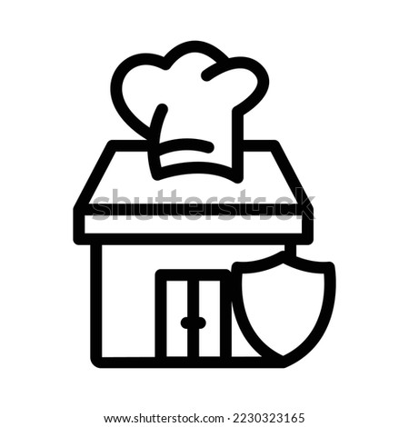 Restaurant icon illustration with shield. line icon style. suitable for secure restaurant icon. icon related to e-commerce. Simple vector design editable. Pixel perfect at 32 x 32