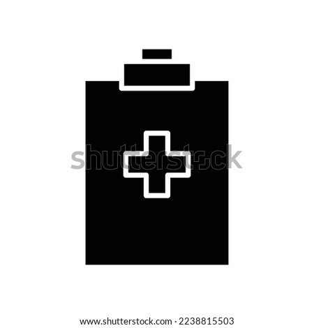 Clipboard icon illustration with hospital plus sign. Glyph icon style. icon related to healthcare and medical. Simple vector design editable