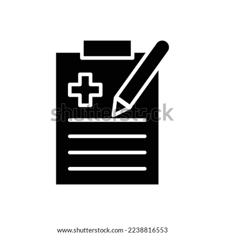 Clipboard icon illustration with hospital plus sign. suitable for health record icon. Glyph icon style. icon related to healthcare and medical. Simple vector design editable