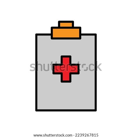 Clipboard icon illustration with hospital plus sign. Outline color icon style. icon related to healthcare and medical. Simple vector design editable