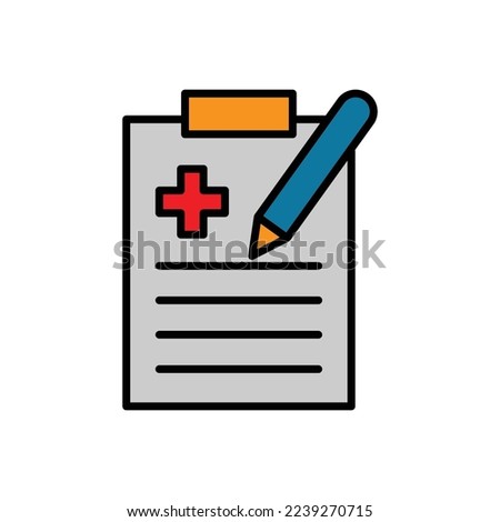 Clipboard icon illustration with hospital plus sign. suitable for health record icon. Outline color icon style. icon related to healthcare and medical. Simple vector design editable