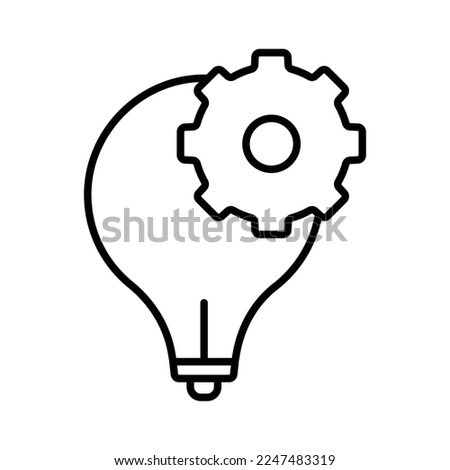 Light bulb icon illustration with gear. suitable for project innovation icon. icon related to project management. line icon style. Simple vector design editable