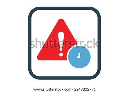Alert sign with clock. suitable for time warning icon. solid icon style. Simple vector design editable