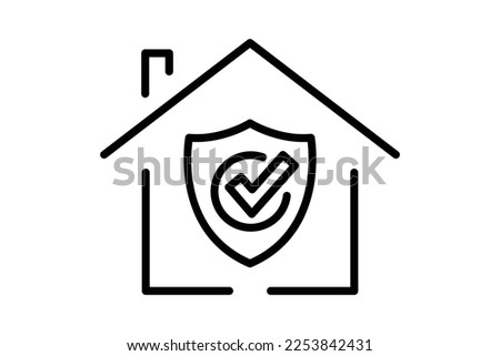 Trusted home protection icon illustration. House icon with shield. icon related to security. Line icon style. Simple vector design editable
