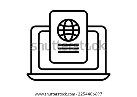 E passport icon illustration. icon related to tourism, travel. Line icon style. Simple vector design editable