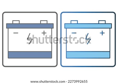 Car battery icon illustration. icon related to car service, car repair. Two tone icon style, lineal color. Simple vector design editable